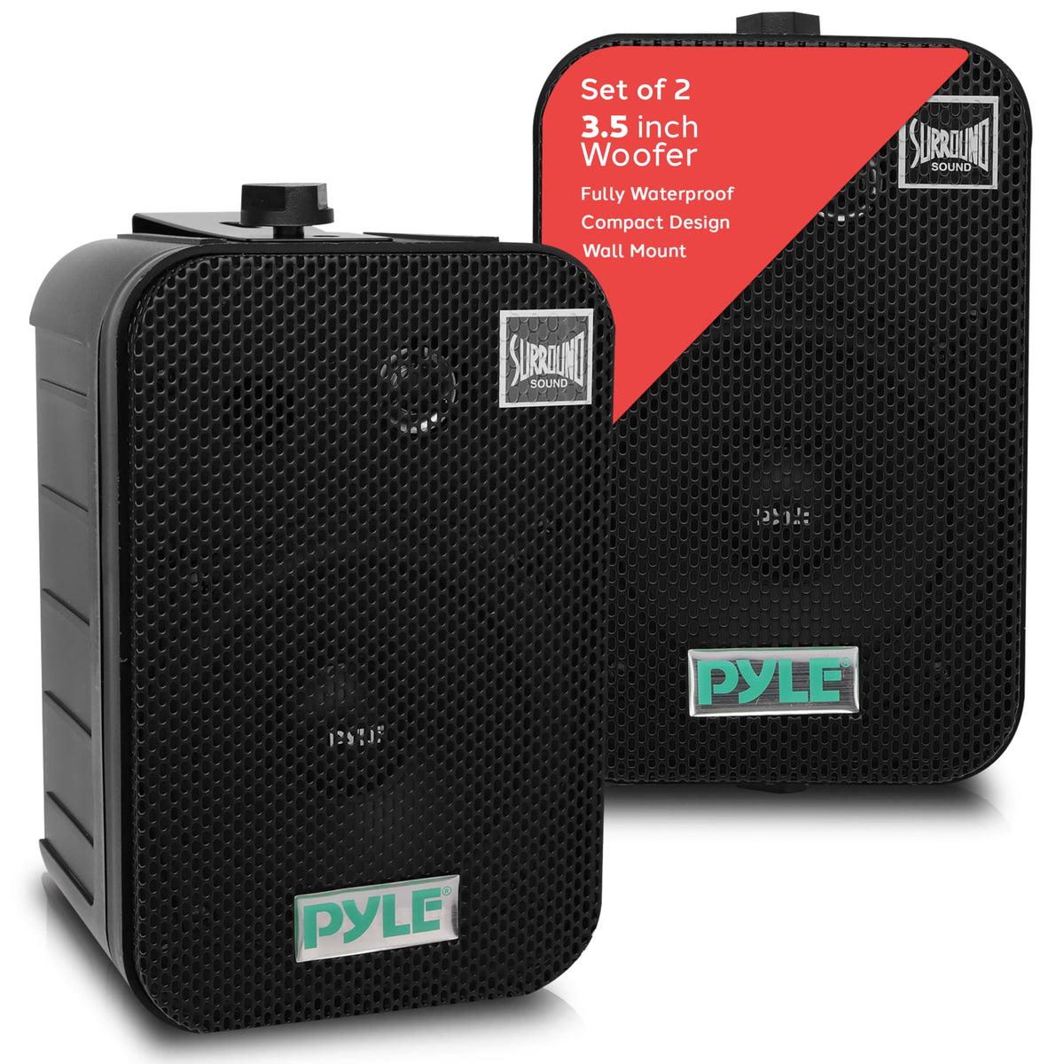 Pyle front-facing speaker with grill showing durable weatherproof protection and clear projection