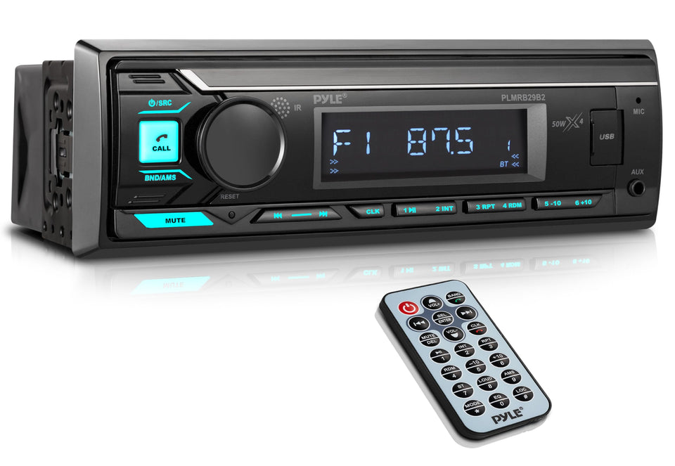 Pyle front panel showing buttons and single-DIN fit for easy dash upgrade