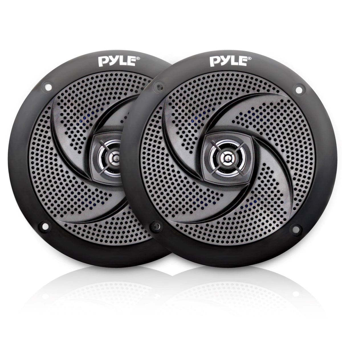 Pyle front view of speaker pair showing compact design and clear audio benefit