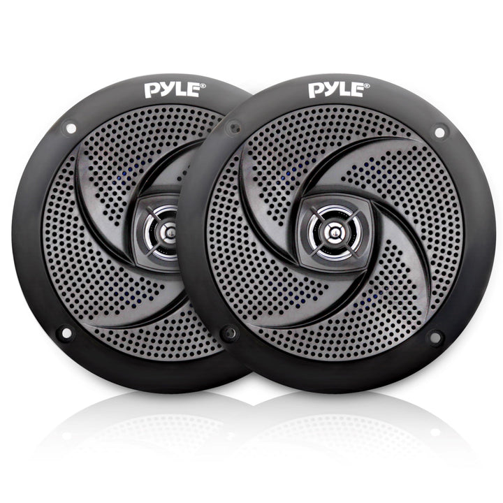 Pyle front view of speaker pair showing compact design and clear audio benefit