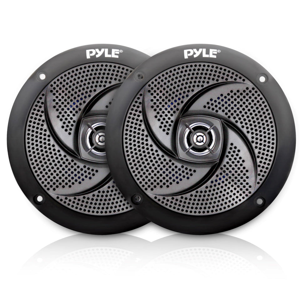 Pyle front view of speaker pair showing compact design and clear audio benefit