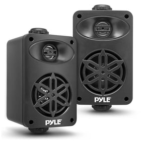 Pyle front view PDWR35BK speaker showing grille and compact design, durable for outdoors