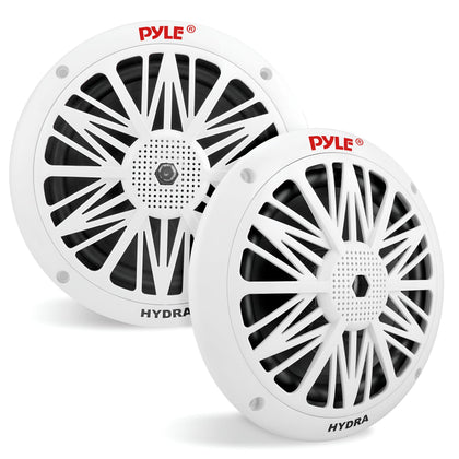 Pyle front view white grille showing durable marine styling and protection