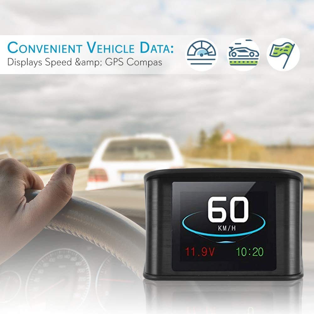 Pyle HUD19 GPS compass helps with simple, on-screen route orientation