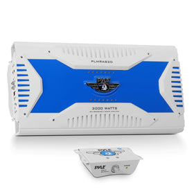 Pyle Hydra Marine Amplifier with an 8-channel bridgeable configuration for flexible speaker setups.