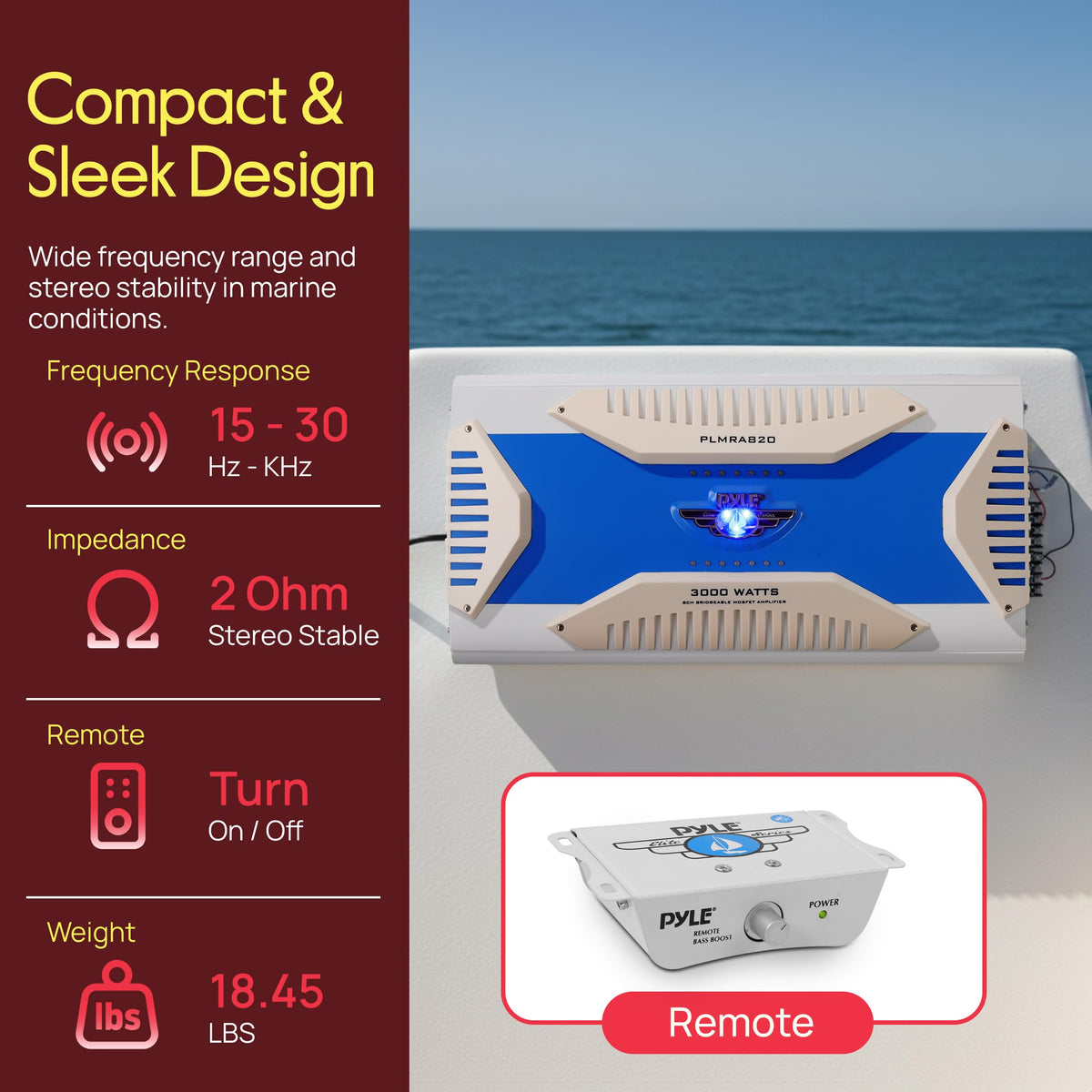 Pyle Hydra Amplifier with RCA inputs enables easy head-unit connections.