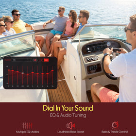 Pyle installed in a boat dashboard showing neat integration and style