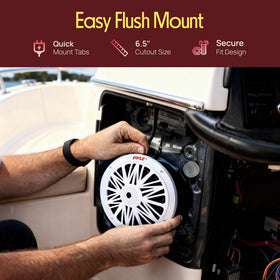 Pyle speakers installed on boat bow delivering outdoor stereo sound