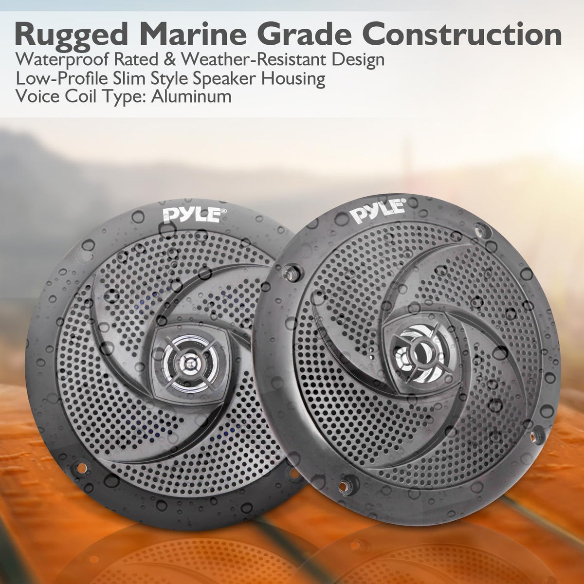 Pyle speakers installed on boat deck delivering weather-resistant sound