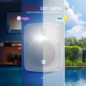 Pyle IP44 weatherproof housing protecting the outdoor speakers