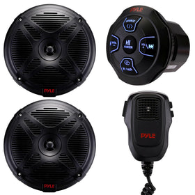 Pyle Marine Bluetooth receiver kit front view highlighting weatherproof build for deck use