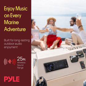 Pyle head unit peak power of 300W drives immersive water audio.