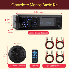 Pyle LCD display and illuminated buttons for easy operation in sun and spray.