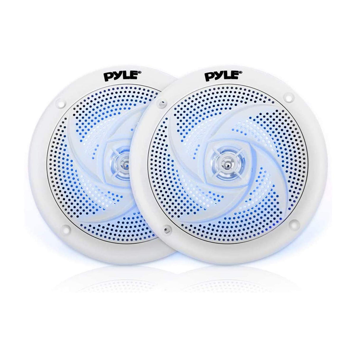 Pyle front view white marine speaker showing clean bezel and waterproof benefit