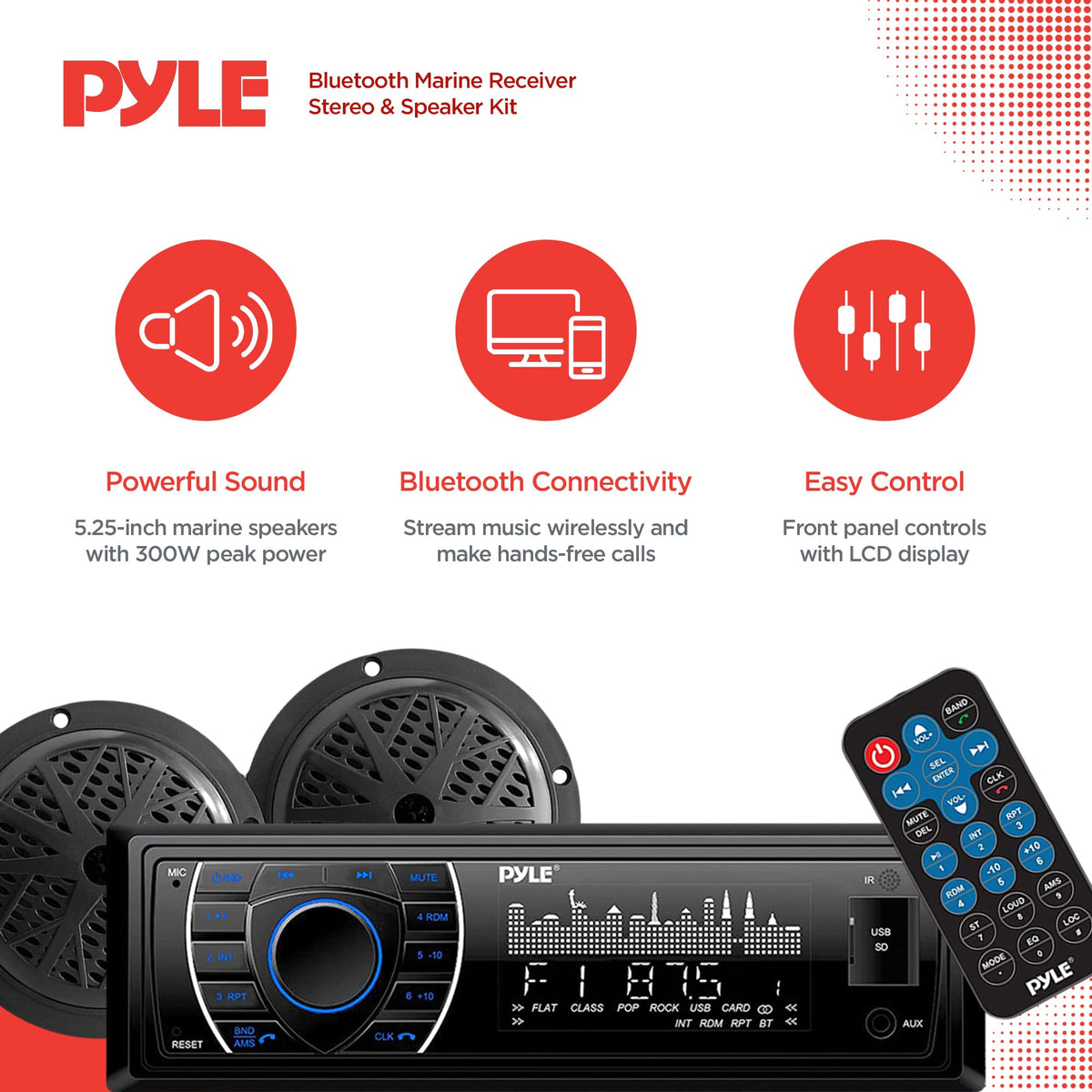 Two waterproof 5.25-inch speakers deliver clear sound on deck.