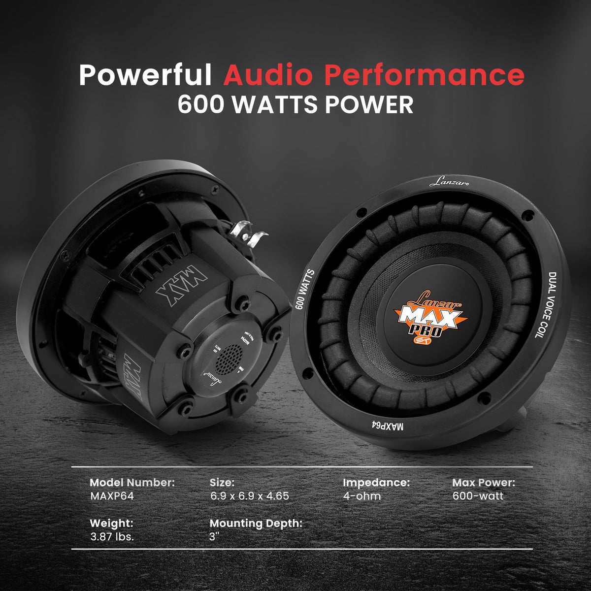 Pyle MAXP64 voice coil detail showing aluminum coil for heat resistance