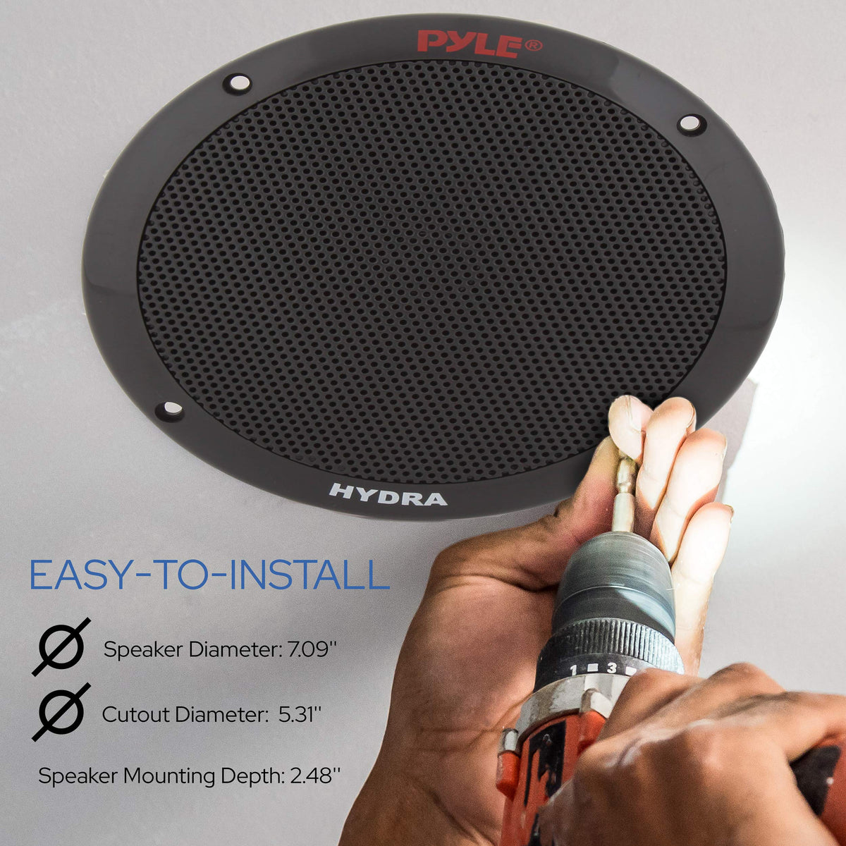 Pyle speaker mounted on boat stern displaying outdoor audio performance and splash protection