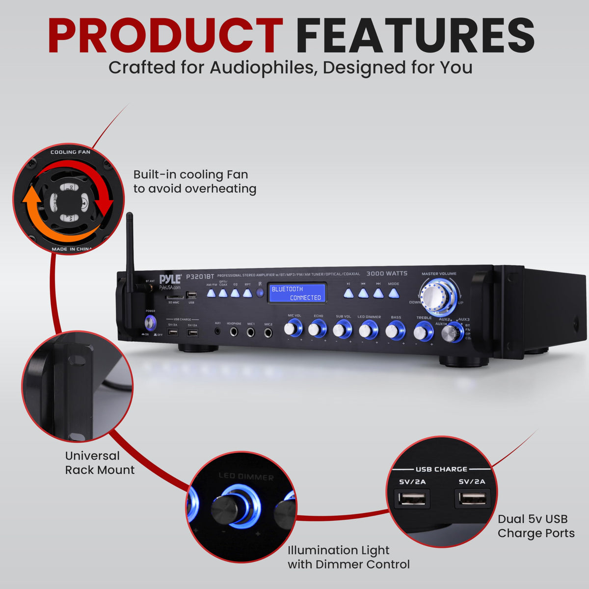 Pyle P3201BT microphone-echo-controls highlights karaoke and live events setup.