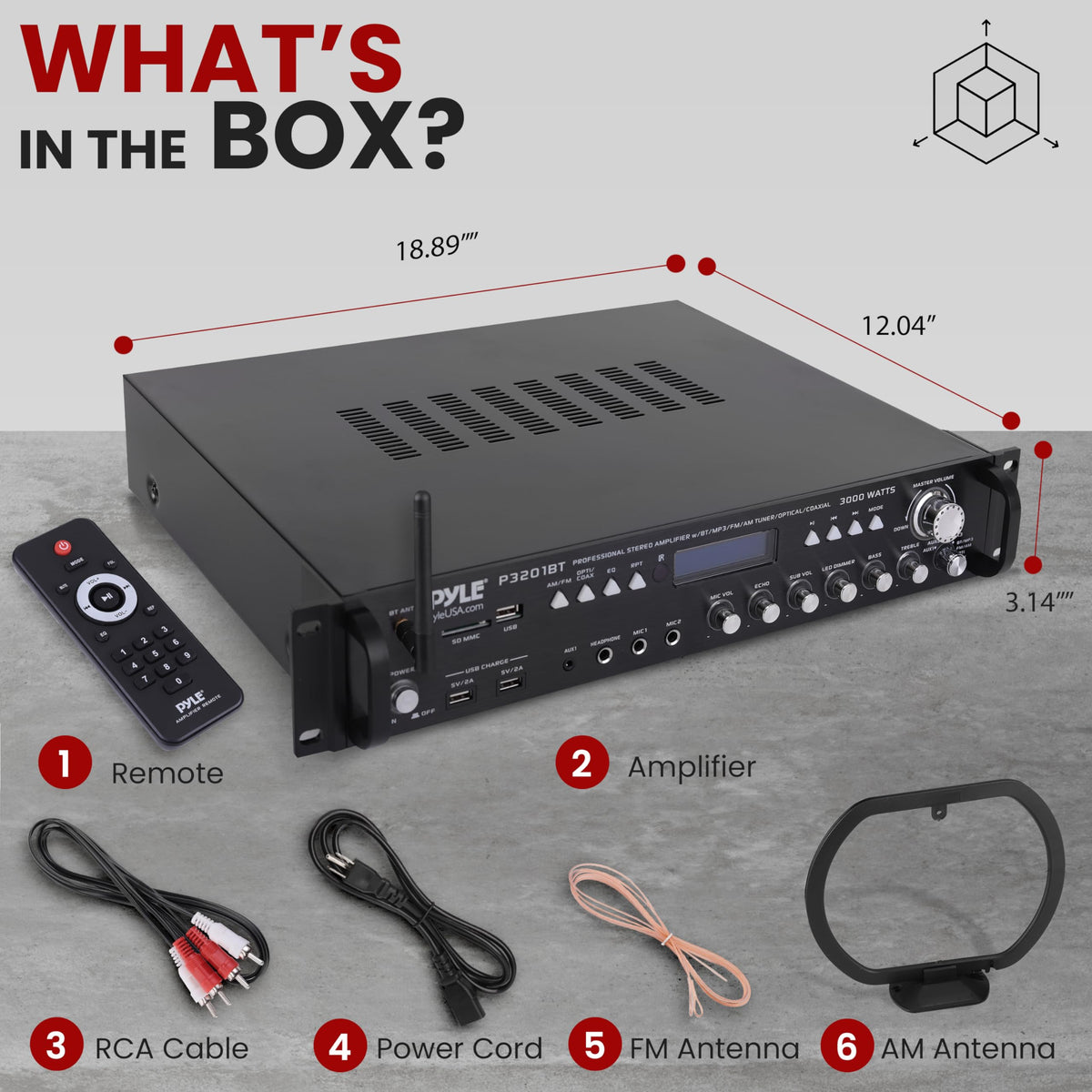 Pyle P3201BT remote-control facilitates convenient adjustments from across the room.