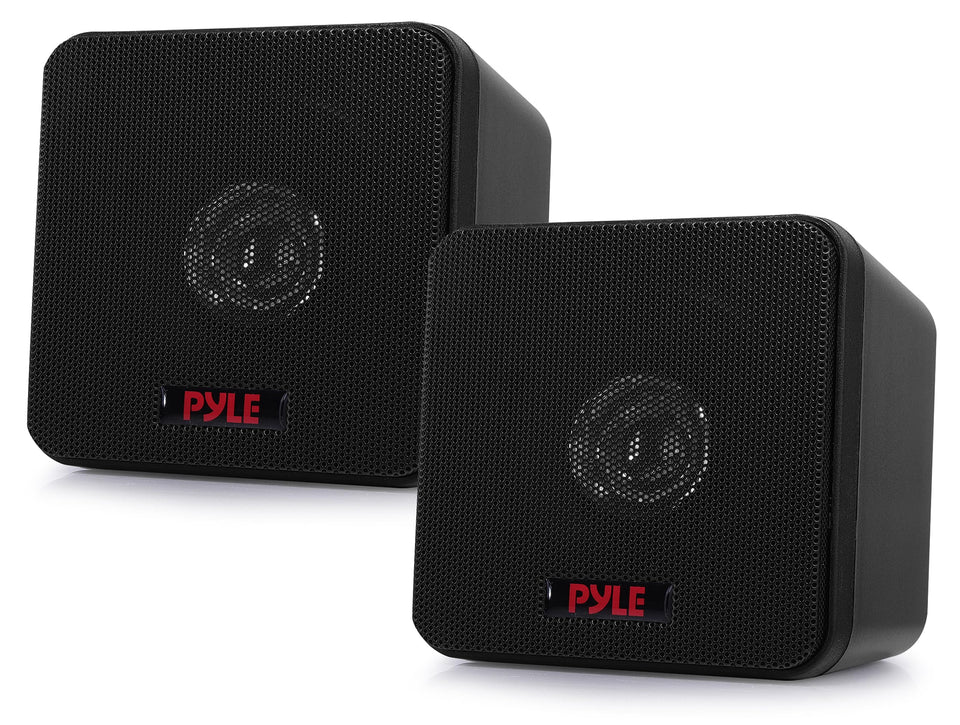 pyle front view of mini cube speaker showing compact design and clarity
