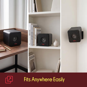pyle side profile of cube speaker illustrating compact footprint benefit