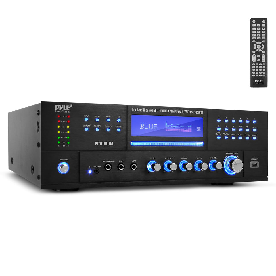Pyle PD1000BA front panel with controls for easy home theater setup