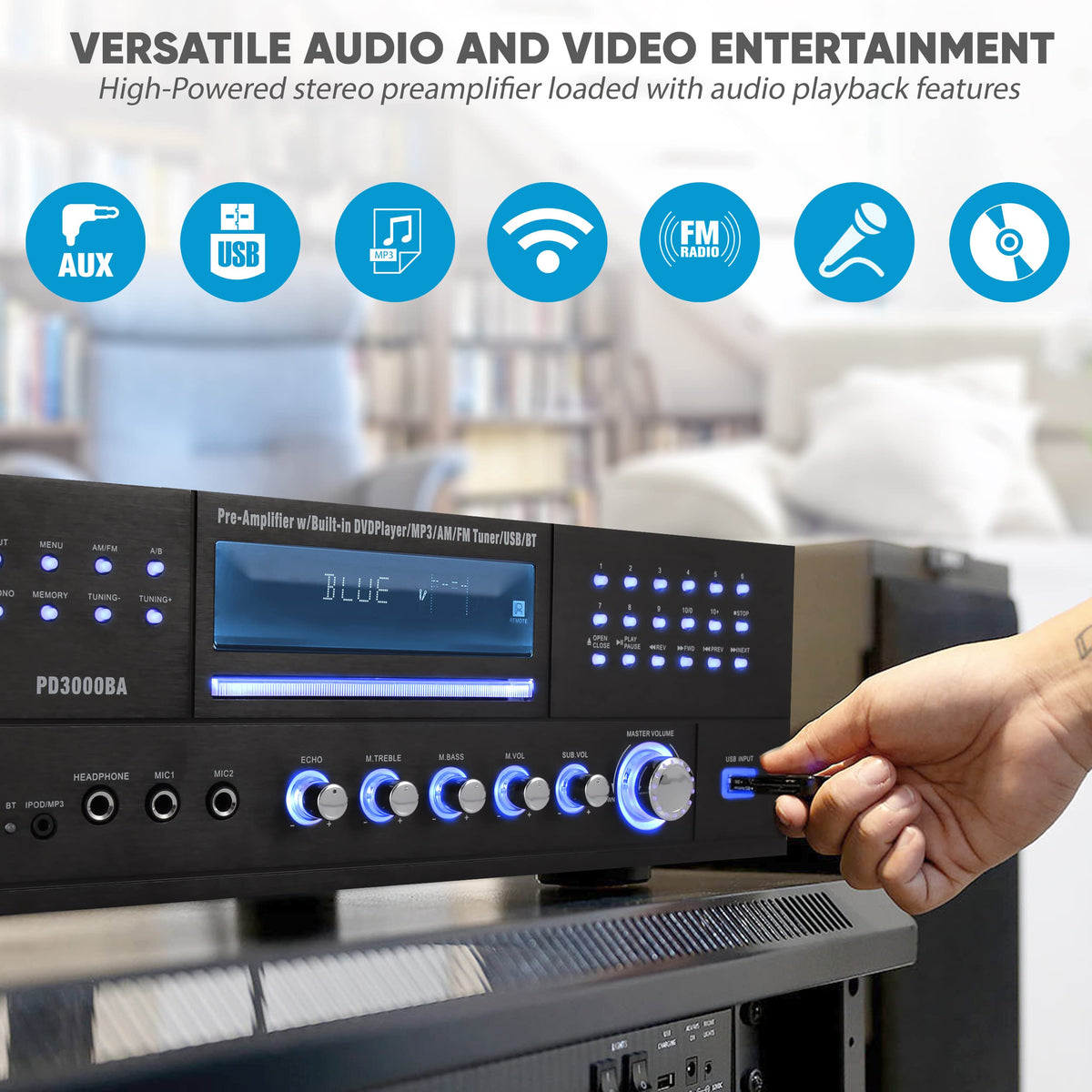 Pyle PD3000BA5 rack-mount design keeps gear organized and cool during long sessions.