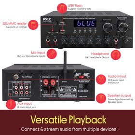 Pyle PDA69BU Bluetooth streaming lets you play music wirelessly from devices.