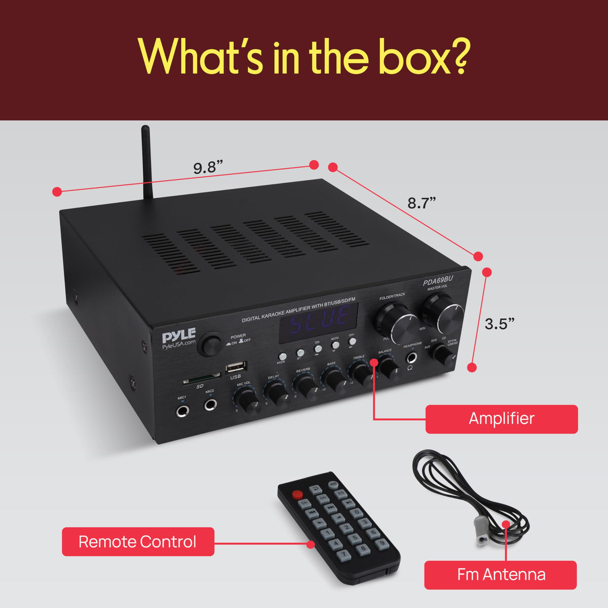 Pyle PDA69BU compact design fills small spaces with clear hi-fi sound.