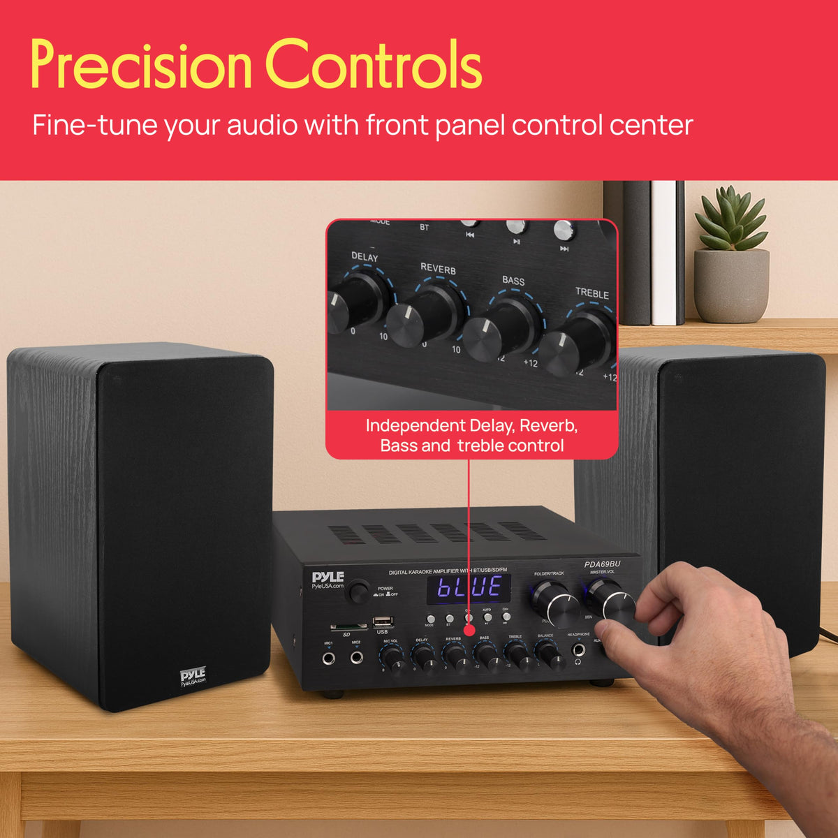 Pyle PDA69BU USB media playback for MP3 playlists and offline listening.