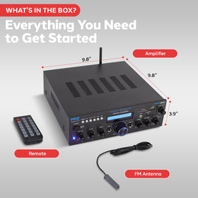 Pyle PDA6BU.7 rugged build with tuner/FM radio for versatile entertainment.