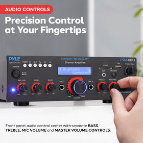 Pyle PDA6BU.7 USB/SD and AUX ports support diverse playback options.