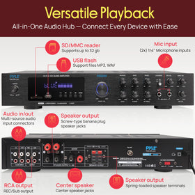 Pyle PDA8BU karaoke mic inputs with adjustable echo