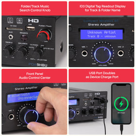 Pyle PDA9HBU FM radio with auto-scan and convenient presets.