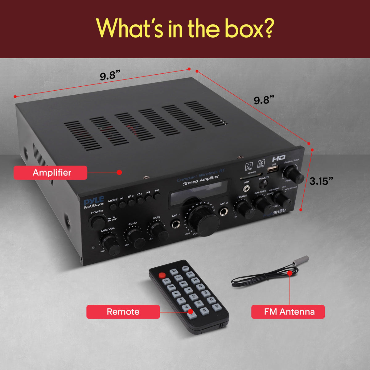 Pyle PDA9HBU remote control for effortless multi-source management.