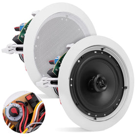 Pyle PDIC63T front grille flush mounted showing discreet white finish and clean look