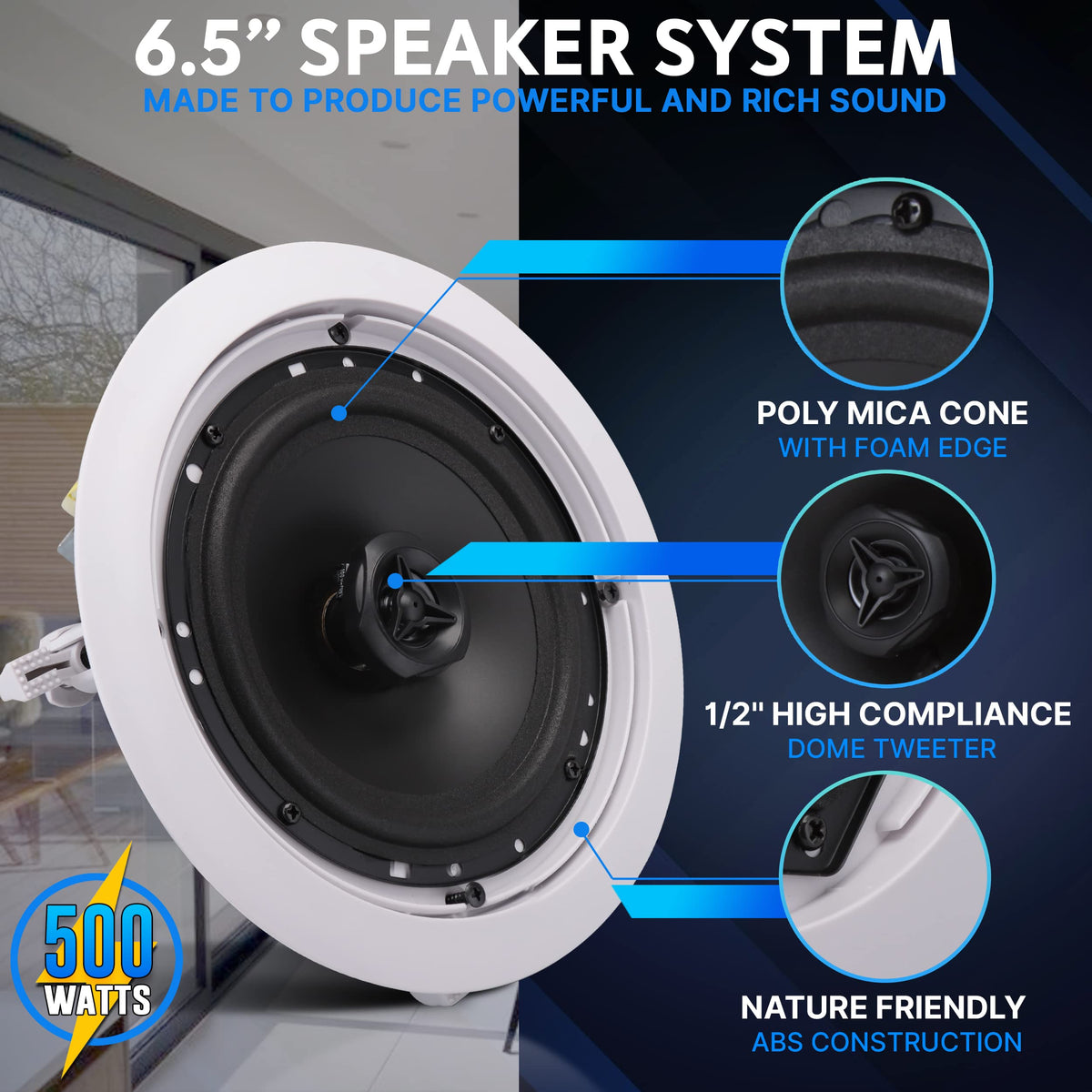 Pyle PDIC63T 1/2 inch dome tweeter close-up for clear high-frequency detail