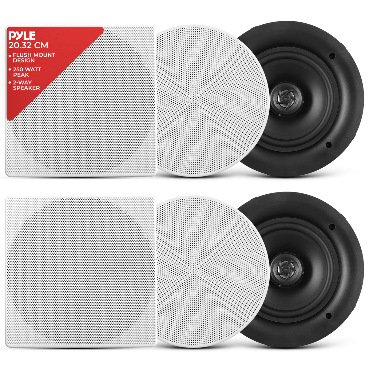 Pyle PDIC86 8-inch ceiling speaker pair installed flush for clean, space-saving stereo in any room.