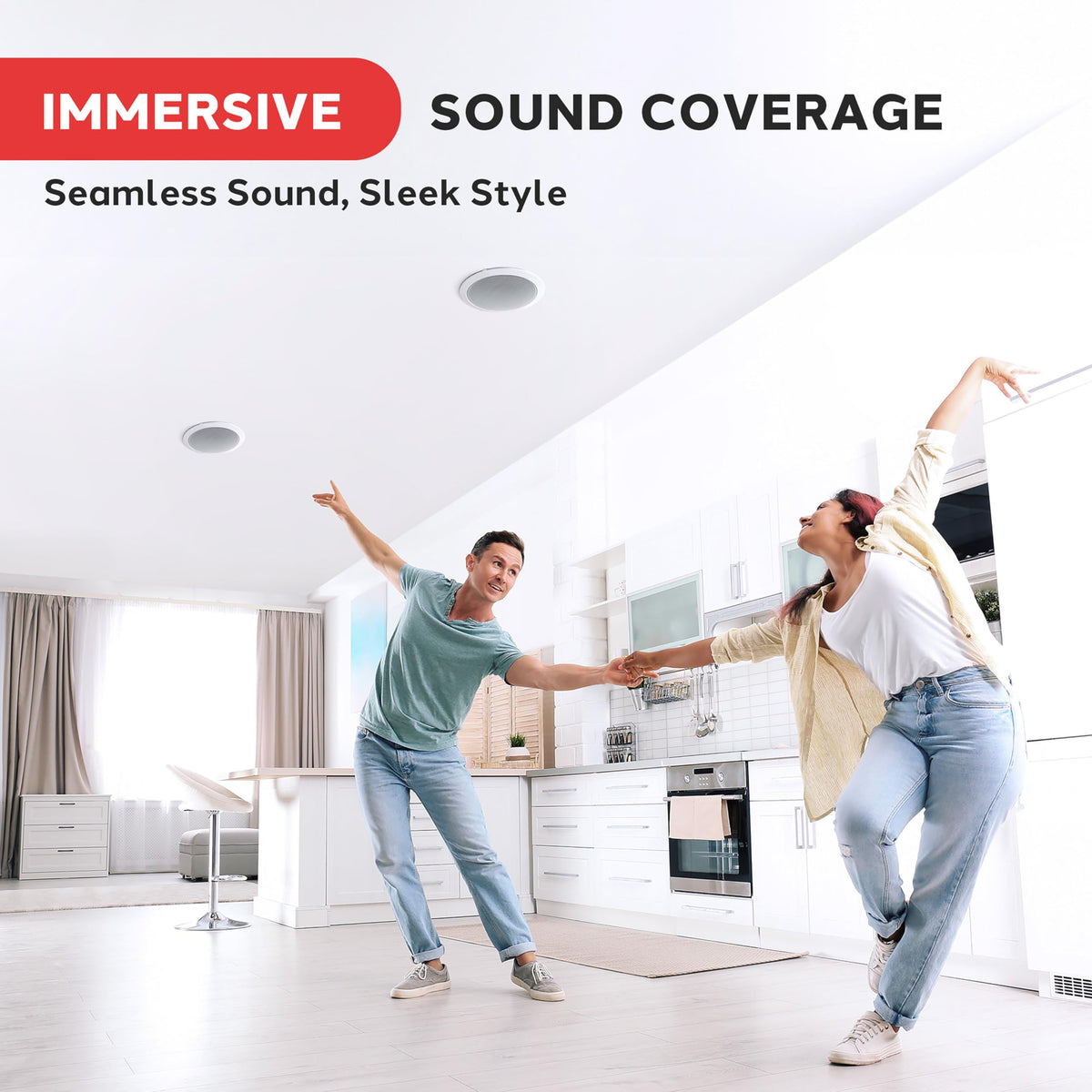 Pyle PDIC86 dual 8-inch speakers deliver broad coverage for living rooms.