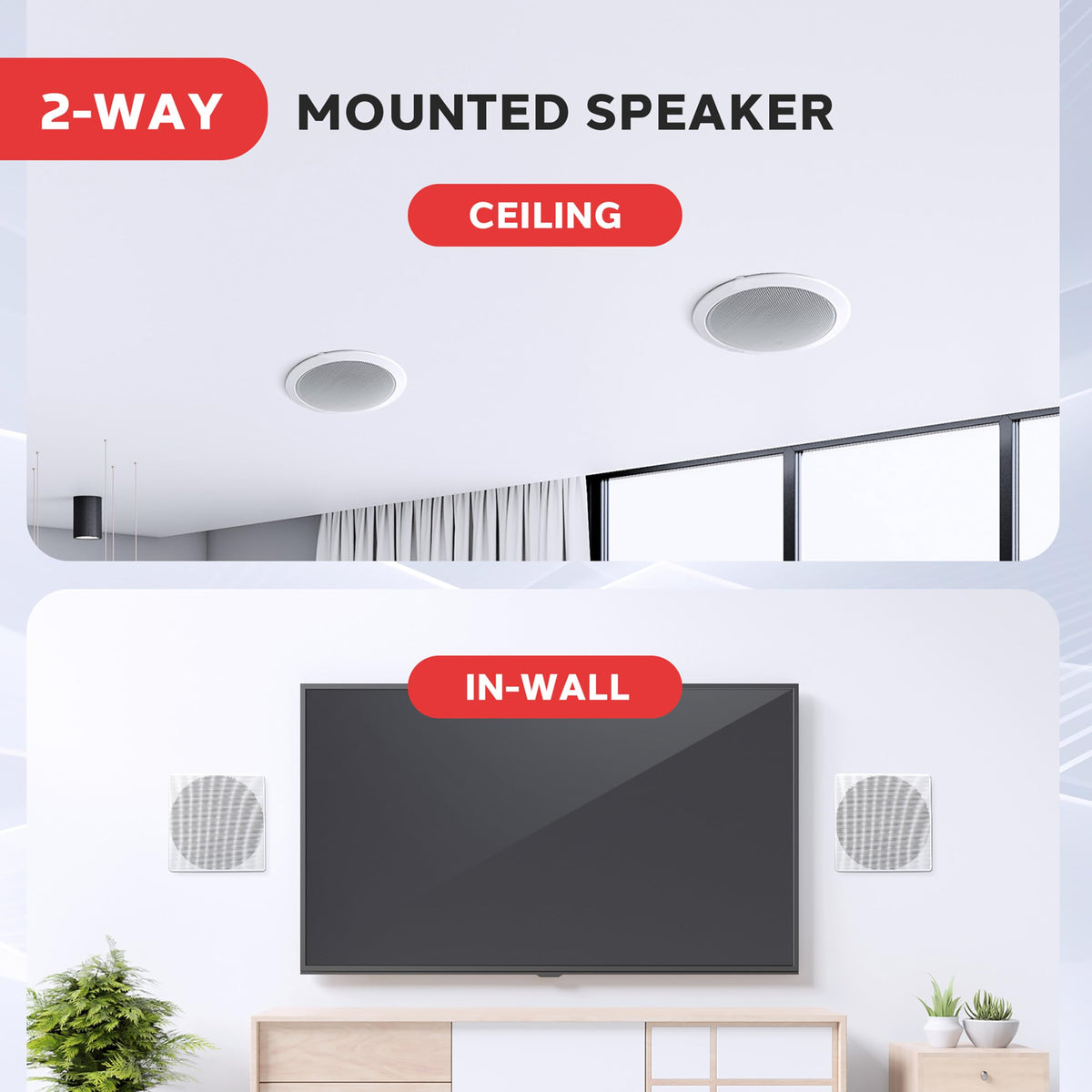 Pyle PDIC86 flush-mount design delivers unobtrusive, room-filling stereo without bulk.