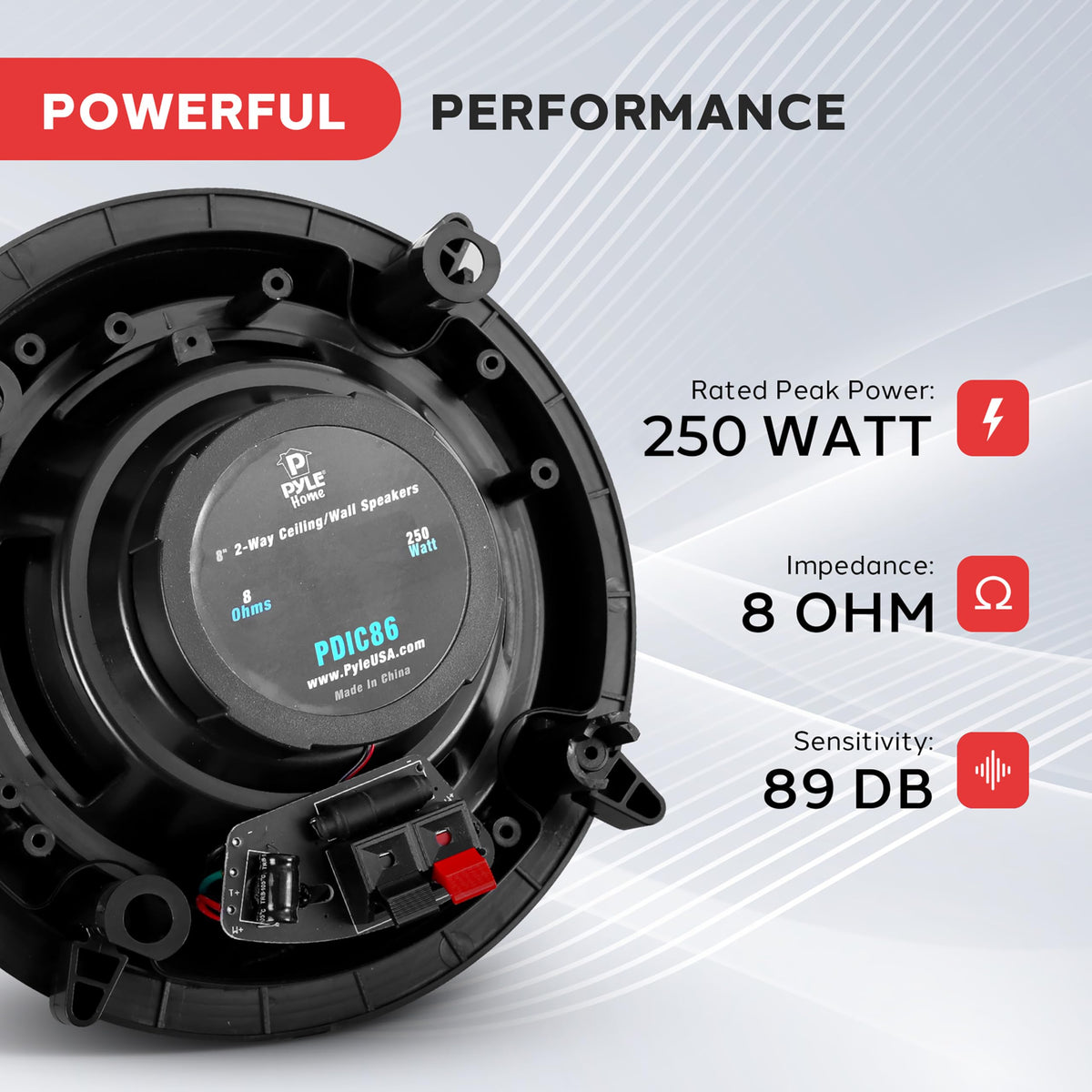 Pyle PDIC86 polypropylene cone with durable ABS housing for lasting performance.