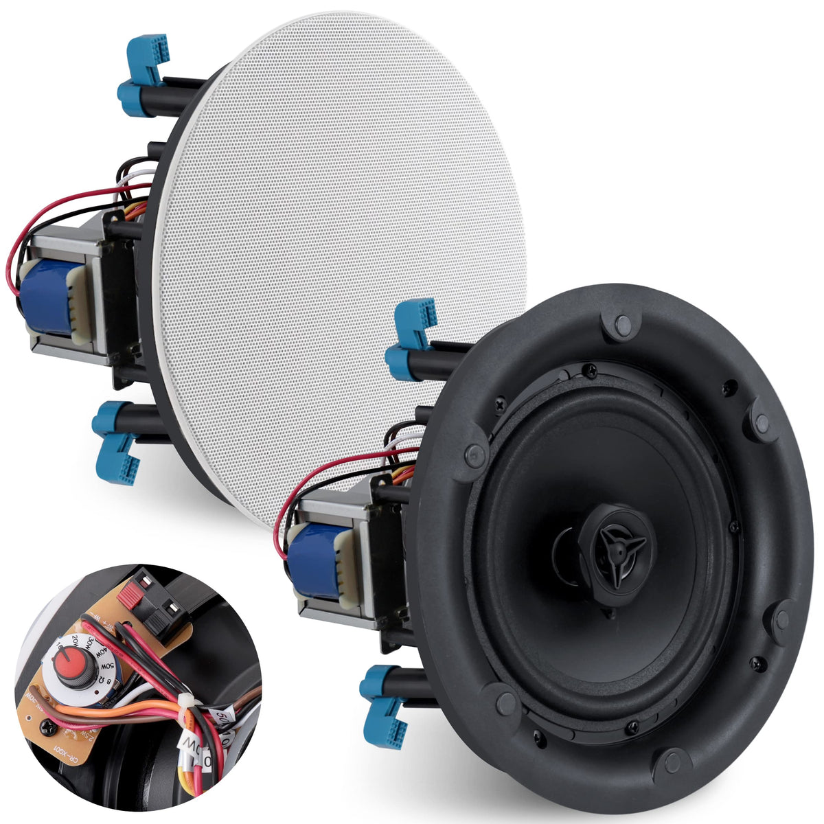 Pyle PDIC8LT 8-inch wall-ceiling speaker front view for flush installation and immersive sound.