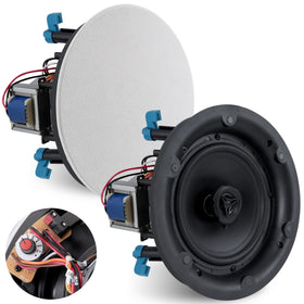 Pyle PDIC8LT 8-inch wall-ceiling speaker front view for flush installation and immersive sound.