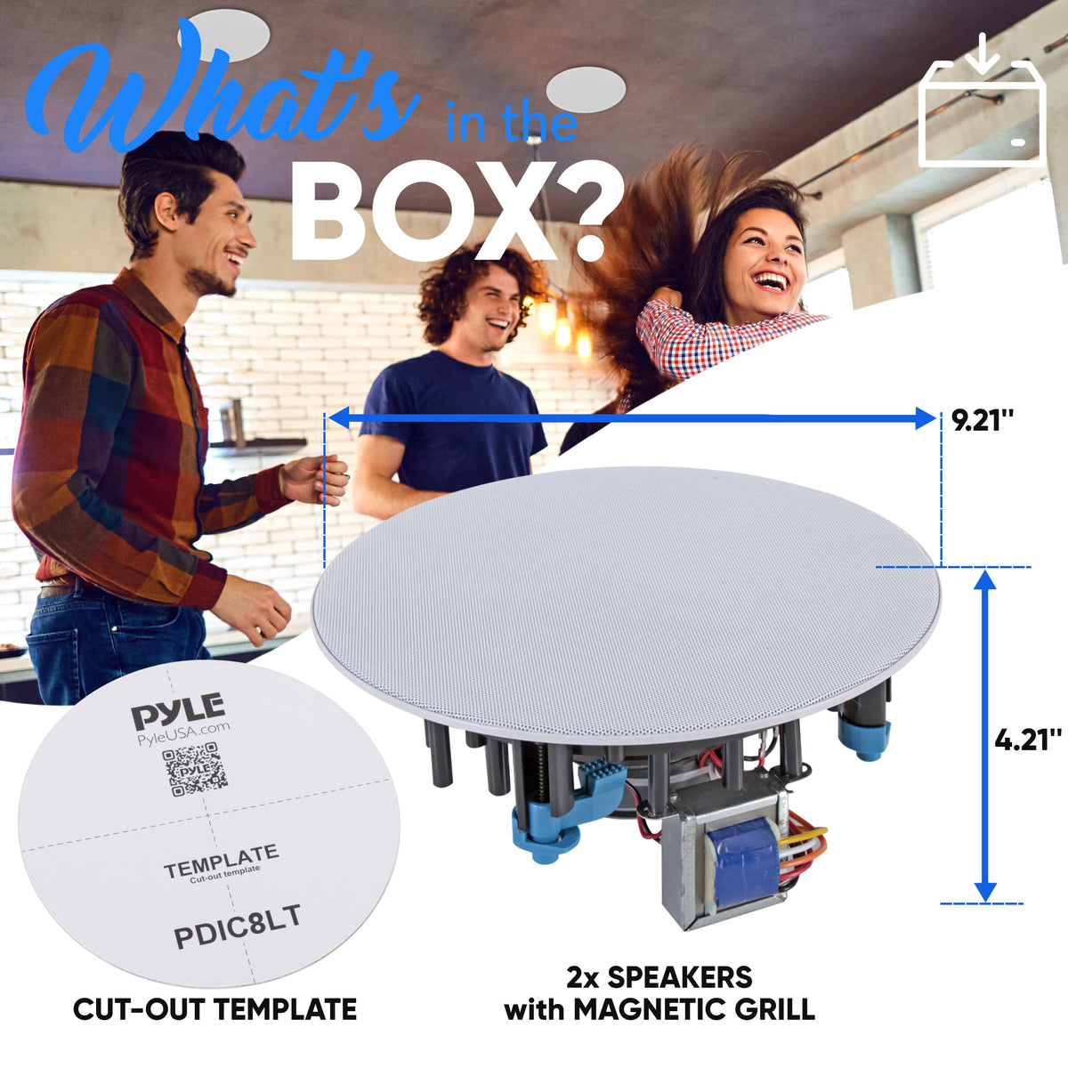 Pyle PDIC8LT poly mica cone woofer delivering balanced, responsive playback.
