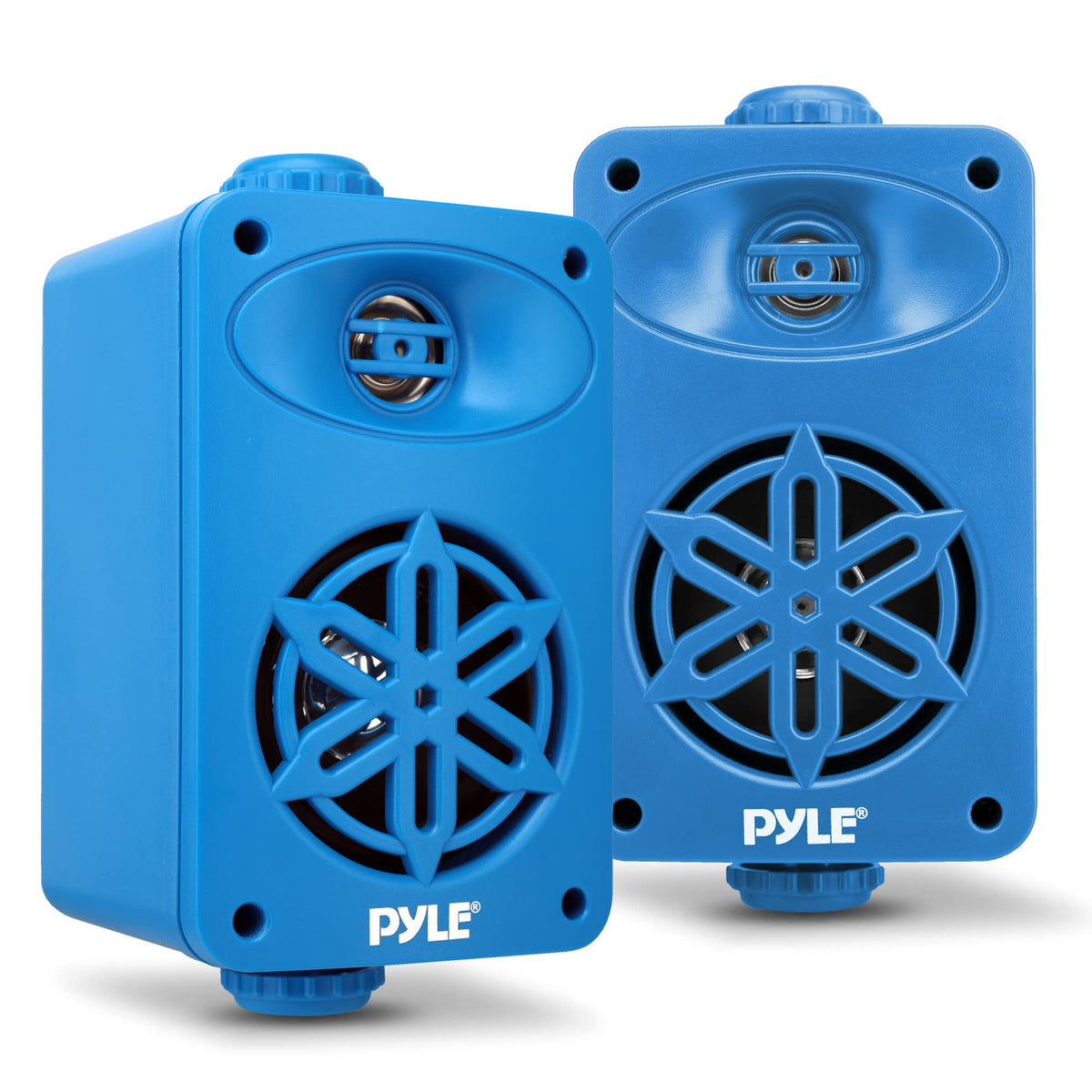 Pyle PDWR35BL front view showing grille and compact waterproof design benefit