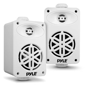 Pyle PDWR35WT front view showing clean white waterproof housing and mounting bracket benefit: corrosion resistance
