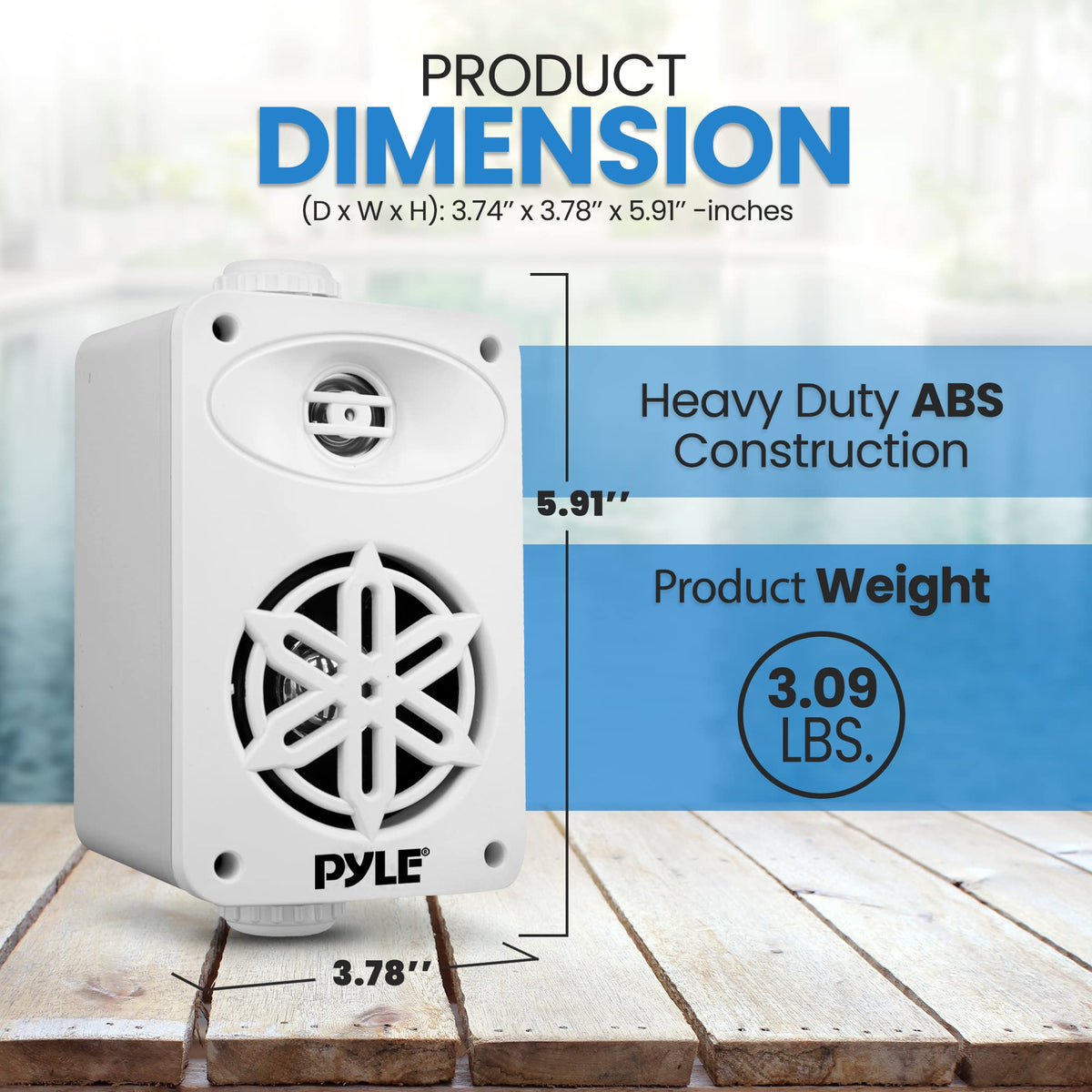 Pyle PDWR35WT side profile with mounting bracket showing slim footprint benefit: easy discreet installation