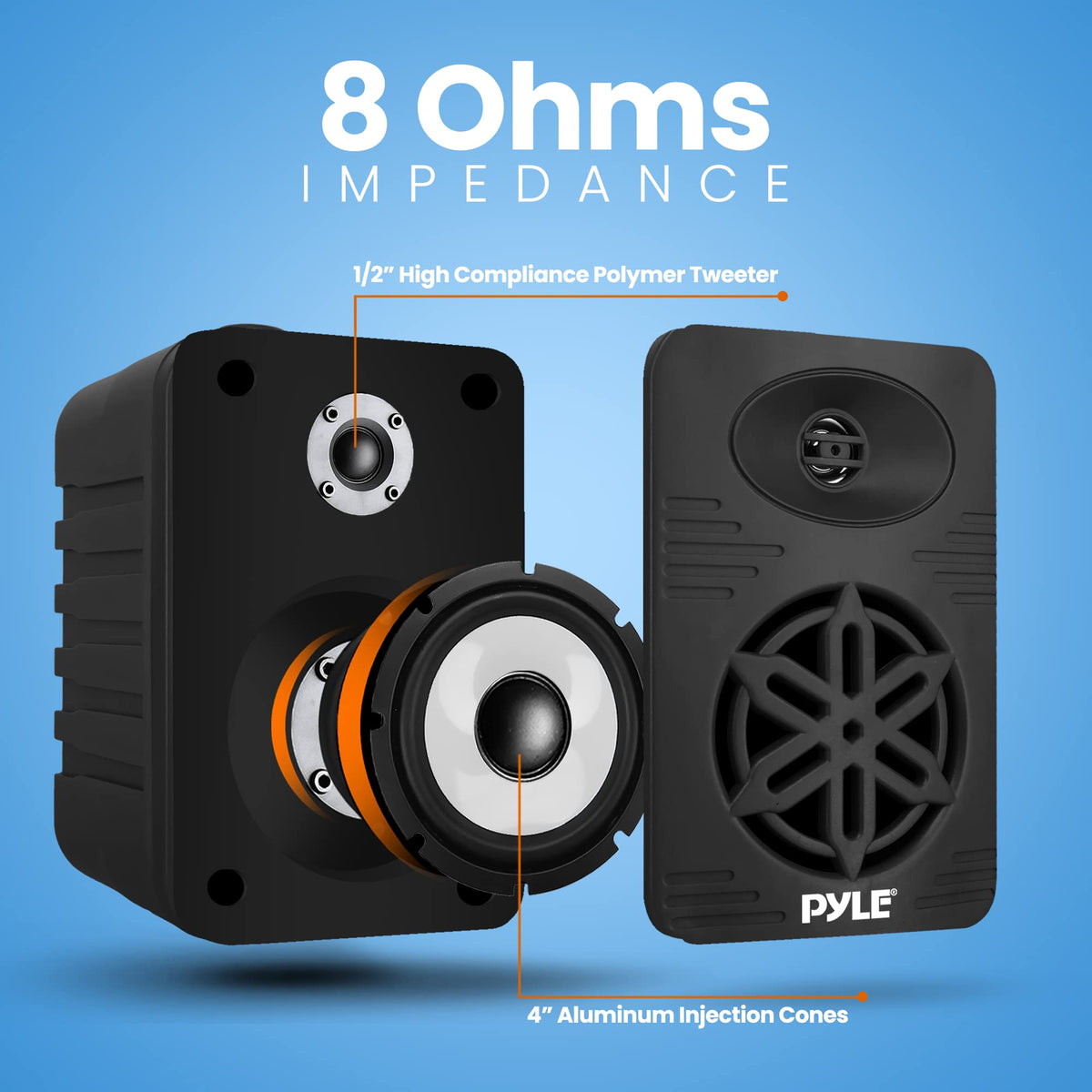 PDWR45BK 1/2-inch polymer tweeter close-up for crisp highs.