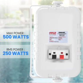 Pyle PDWR45WT rear view of quick-connect terminals for fast weather-resistant wiring