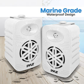 Pyle PDWR45WT mounted on boat rail demonstrating marine-grade waterproof performance